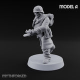 Gas-Masked Trenchcoated Skeleton Trooper A Miniature for Dungeons and Dragons, Pathfinder or other TTRPGs