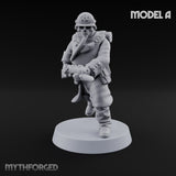 Gas-Masked Trenchcoated Skeleton Trooper A Miniature for Dungeons and Dragons, Pathfinder or other TTRPGs
