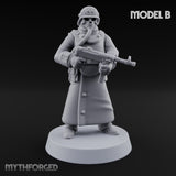 Gas-Masked Trenchcoated Skeleton Trooper B Miniature for Dungeons and Dragons, Pathfinder or other TTRPGs