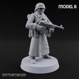 Gas-Masked Trenchcoated Skeleton Trooper B Miniature for Dungeons and Dragons, Pathfinder or other TTRPGs