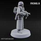 Gas-Masked Trenchcoated Skeleton Trooper B Miniature for Dungeons and Dragons, Pathfinder or other TTRPGs