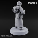 Gas-Masked Trenchcoated Skeleton Trooper B Miniature for Dungeons and Dragons, Pathfinder or other TTRPGs