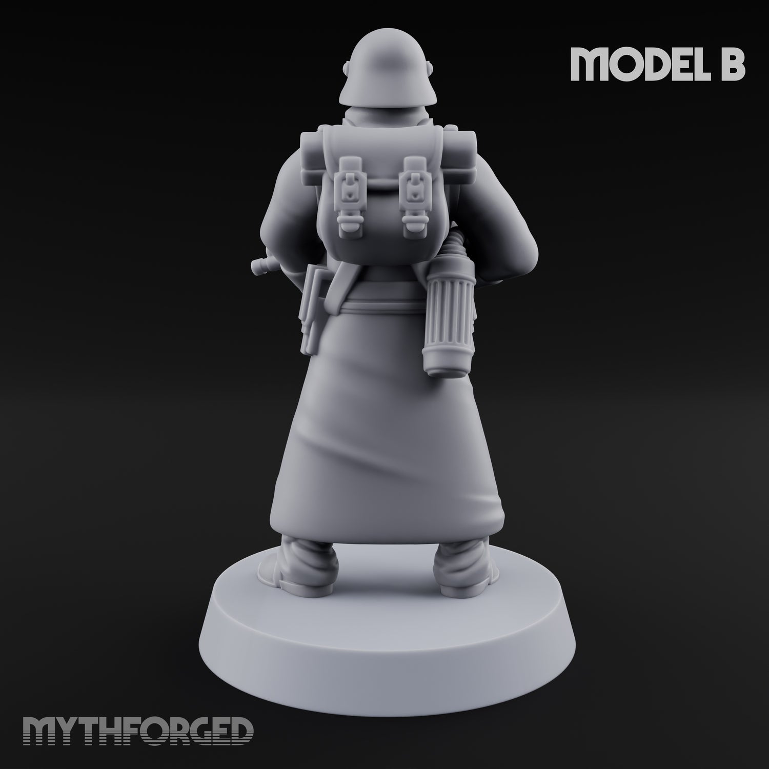 Gas-Masked Trenchcoated Skeleton Trooper B Miniature for Dungeons and Dragons, Pathfinder or other TTRPGs