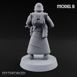 Gas-Masked Trenchcoated Skeleton Trooper B Miniature for Dungeons and Dragons, Pathfinder or other TTRPGs