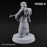 Gas-Masked Trenchcoated Skeleton Trooper B Miniature for Dungeons and Dragons, Pathfinder or other TTRPGs