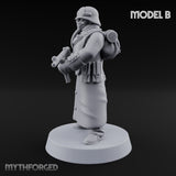 Gas-Masked Trenchcoated Skeleton Trooper B Miniature for Dungeons and Dragons, Pathfinder or other TTRPGs
