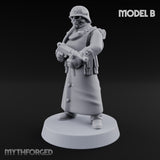 Gas-Masked Trenchcoated Skeleton Trooper B Miniature for Dungeons and Dragons, Pathfinder or other TTRPGs