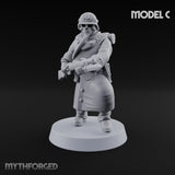 Gas-Masked Trenchcoated Skeleton Trooper C Miniature for Dungeons and Dragons, Pathfinder or other TTRPGs