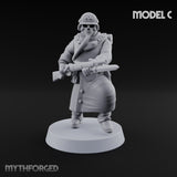 Gas-Masked Trenchcoated Skeleton Trooper C Miniature for Dungeons and Dragons, Pathfinder or other TTRPGs