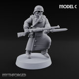 Gas-Masked Trenchcoated Skeleton Trooper C Miniature for Dungeons and Dragons, Pathfinder or other TTRPGs