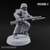 Gas-Masked Trenchcoated Skeleton Trooper C Miniature for Dungeons and Dragons, Pathfinder or other TTRPGs