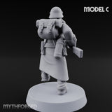 Gas-Masked Trenchcoated Skeleton Trooper C Miniature for Dungeons and Dragons, Pathfinder or other TTRPGs