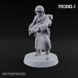 Gas-Masked Trenchcoated Skeleton Trooper C Miniature for Dungeons and Dragons, Pathfinder or other TTRPGs