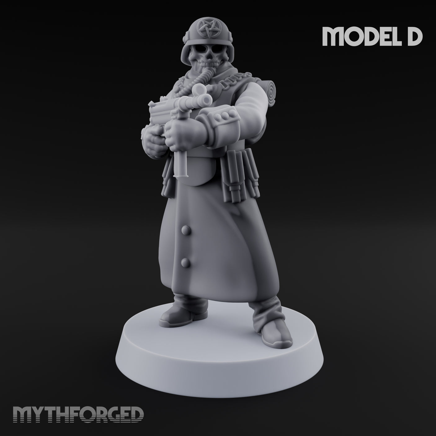 Gas-Masked Trenchcoated Troopers Miniature for Dungeons and Dragons, Pathfinder or other TTRPGs