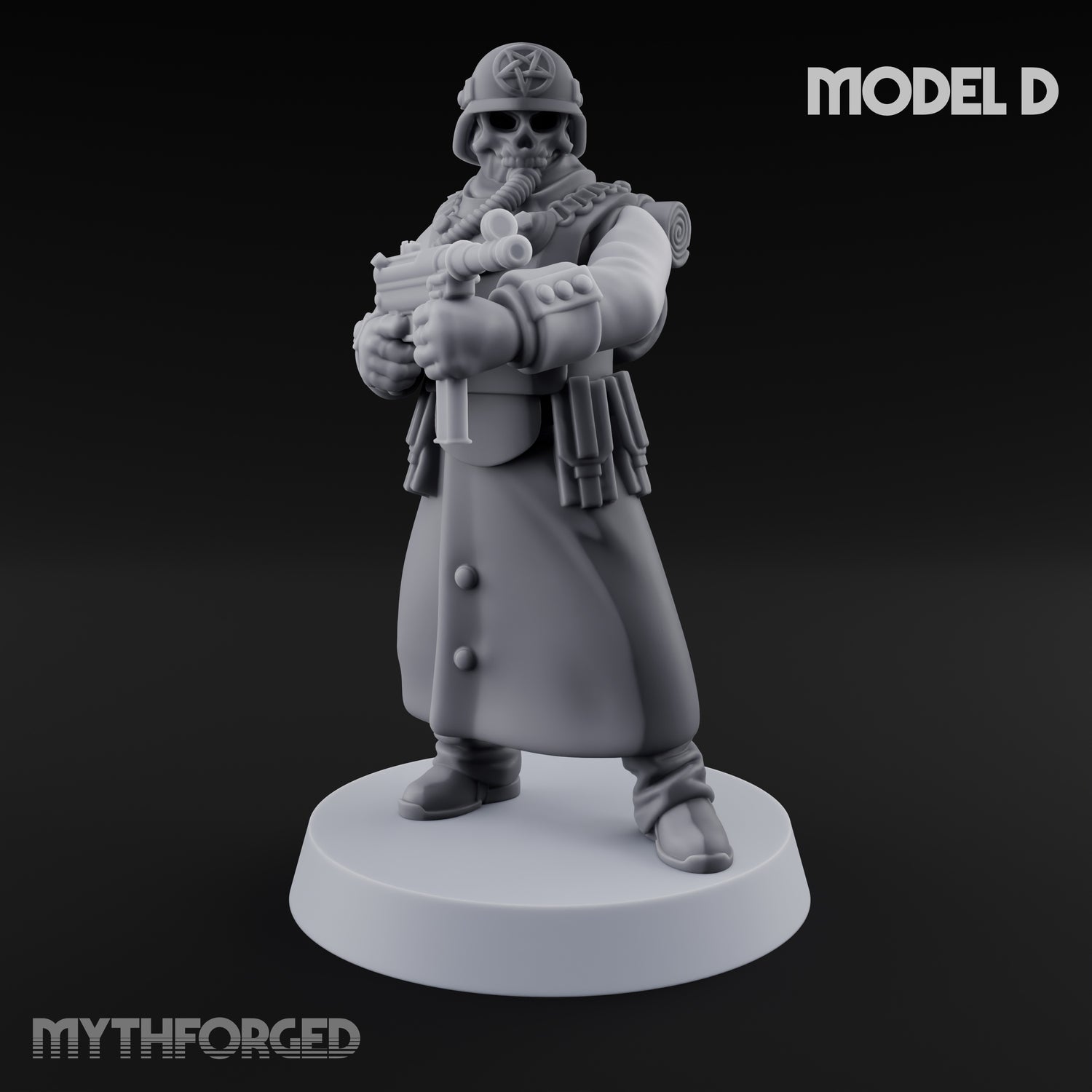 Gas-Masked Trenchcoated Troopers Miniature for Dungeons and Dragons, Pathfinder or other TTRPGs