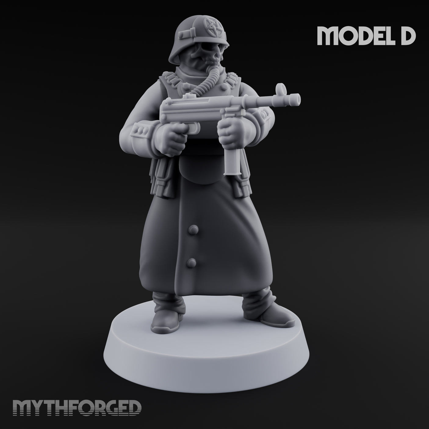 Gas-Masked Trenchcoated Troopers Miniature for Dungeons and Dragons, Pathfinder or other TTRPGs