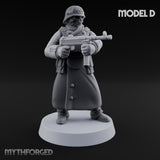 Gas-Masked Trenchcoated Troopers Miniature for Dungeons and Dragons, Pathfinder or other TTRPGs