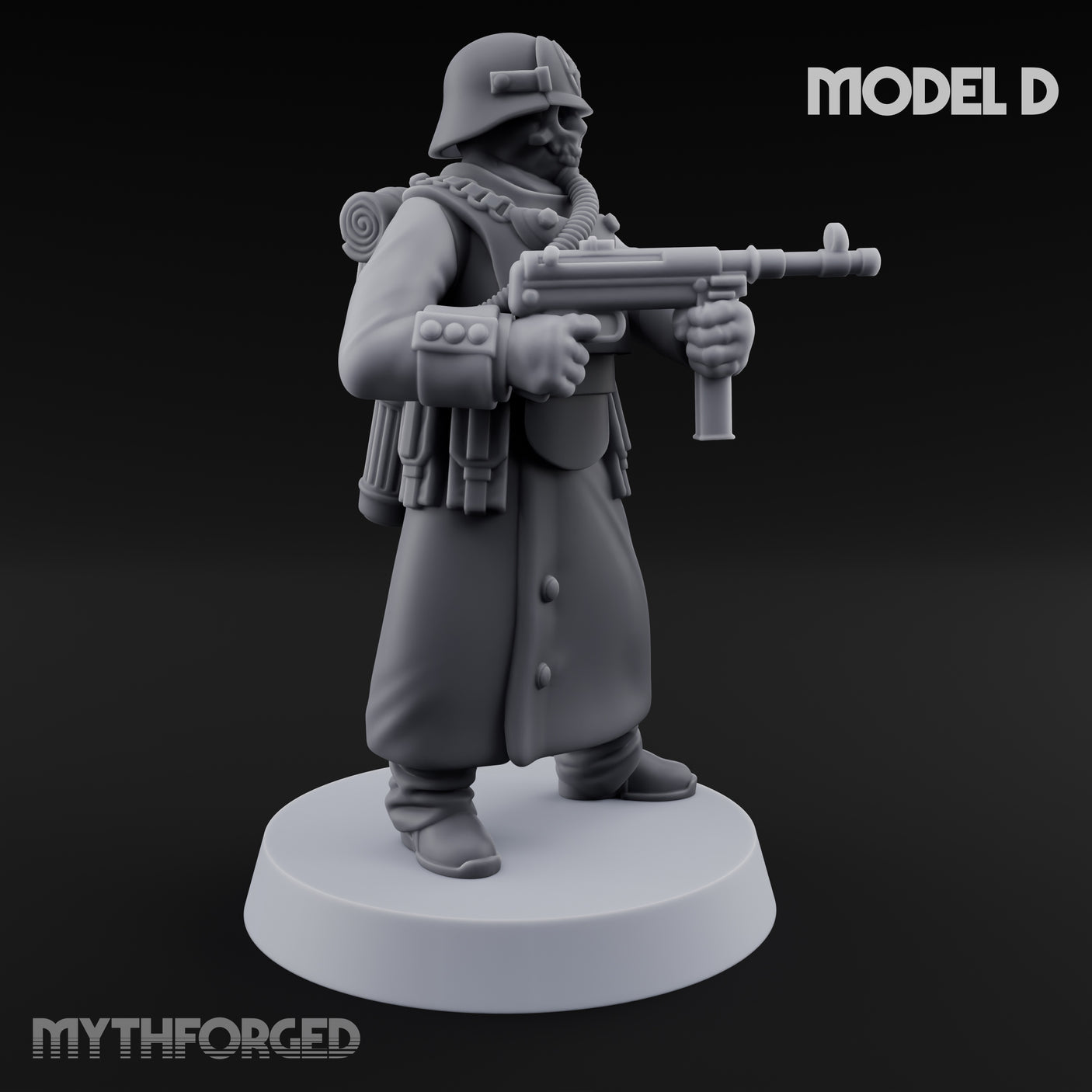 Gas-Masked Trenchcoated Troopers Miniature for Dungeons and Dragons, Pathfinder or other TTRPGs
