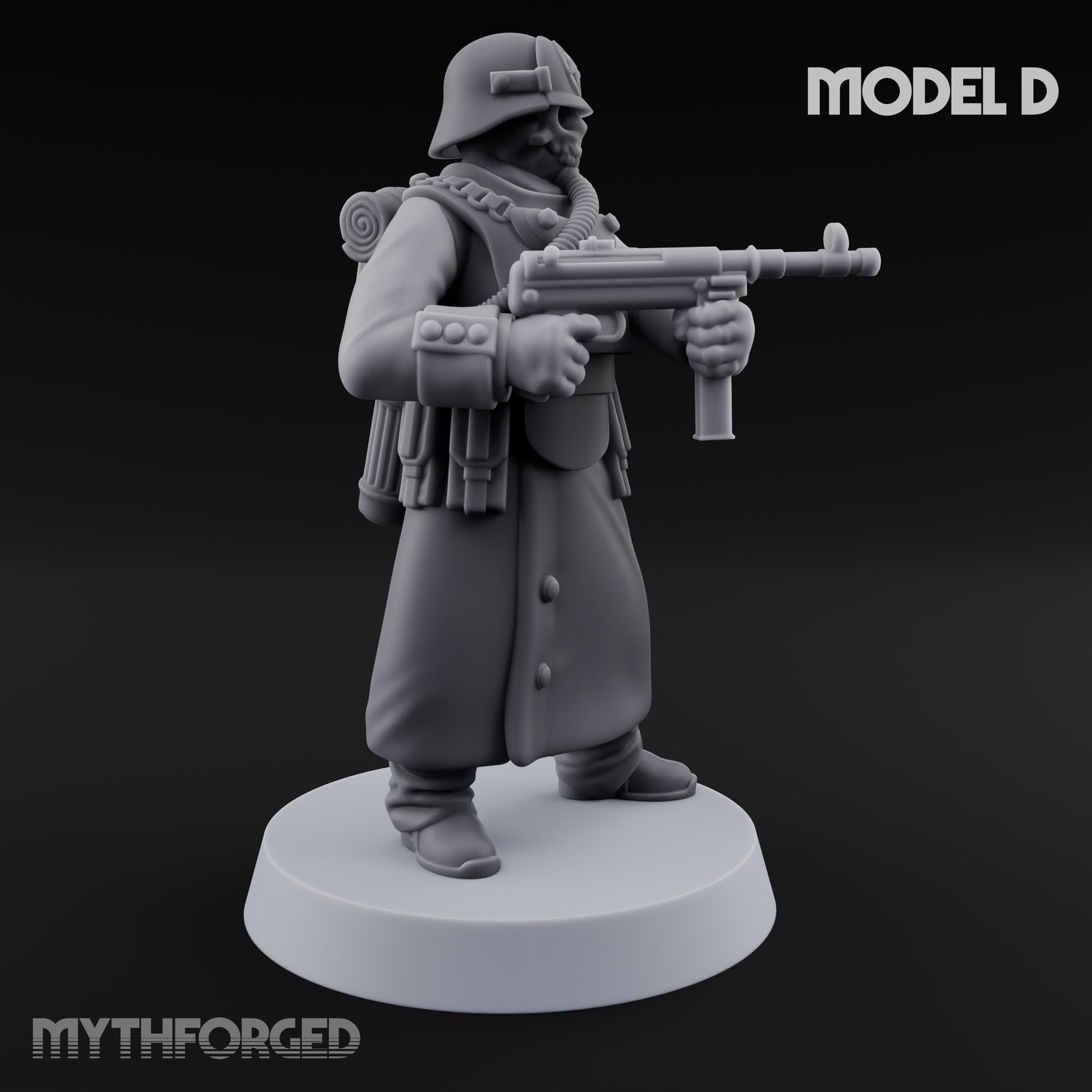 Gas-Masked Trenchcoated Troopers Miniature for Dungeons and Dragons, Pathfinder or other TTRPGs