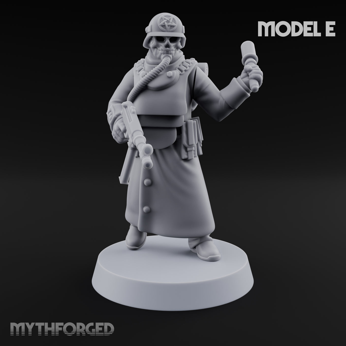 Gas-Masked Trenchcoated Troopers Miniature for Dungeons and Dragons, Pathfinder or other TTRPGs