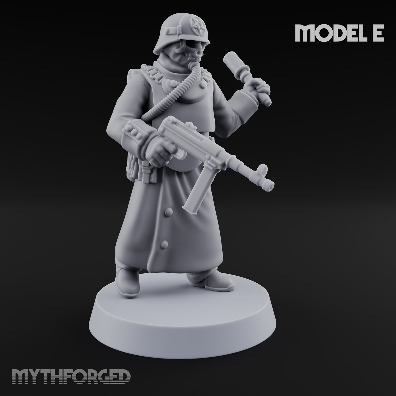 Gas-Masked Trenchcoated Troopers Miniature for Dungeons and Dragons, Pathfinder or other TTRPGs