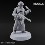 Gas-Masked Trenchcoated Troopers Miniature for Dungeons and Dragons, Pathfinder or other TTRPGs