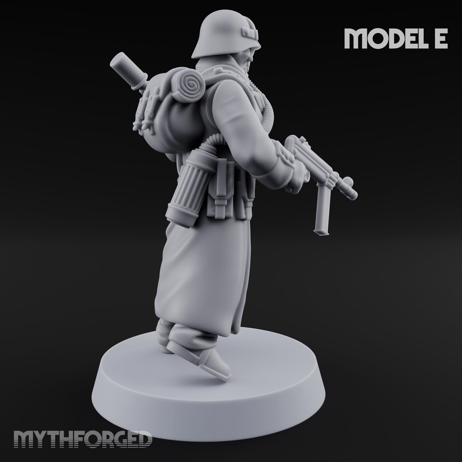 Gas-Masked Trenchcoated Skeleton Trooper E Miniature for Dungeons and Dragons, Pathfinder or other TTRPGs