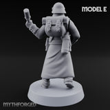 Gas-Masked Trenchcoated Skeleton Trooper E Miniature for Dungeons and Dragons, Pathfinder or other TTRPGs