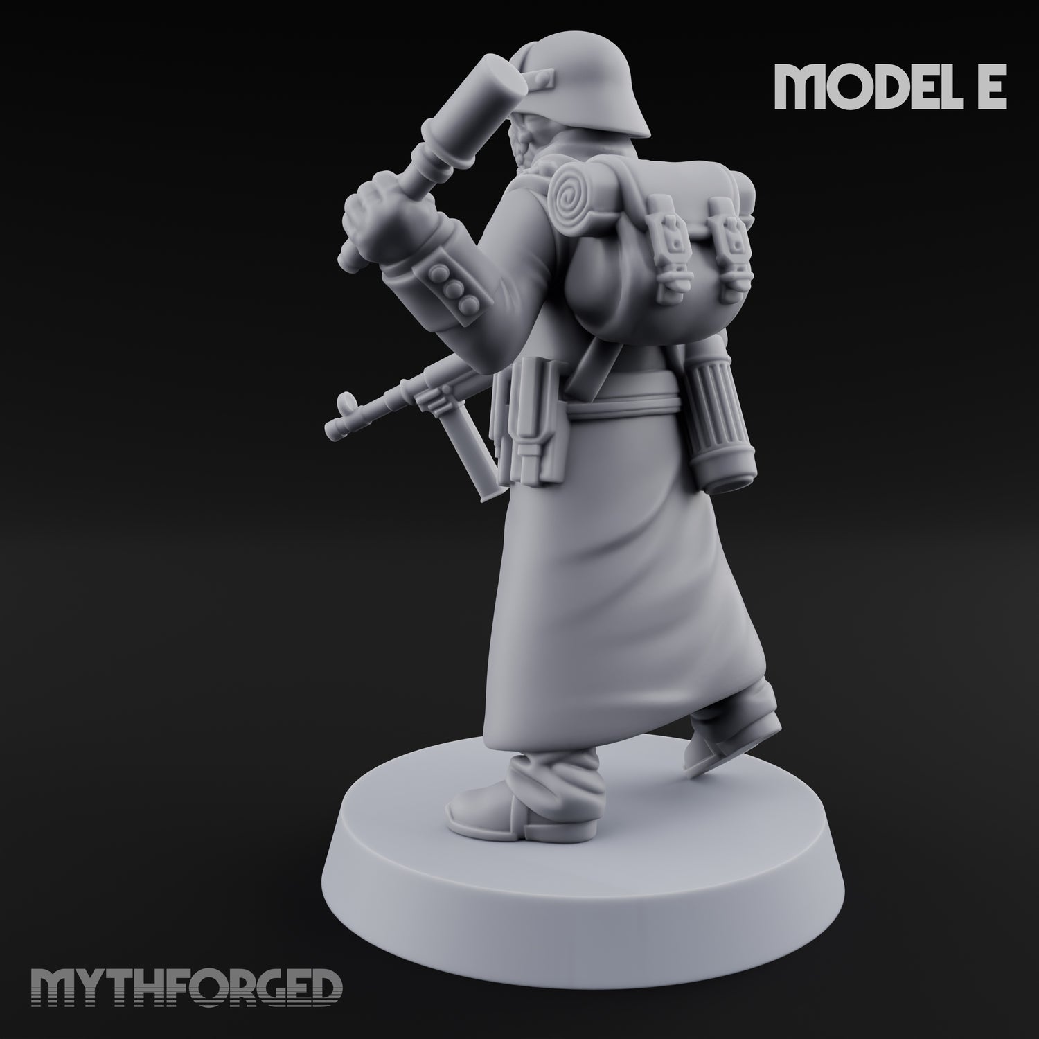 Gas-Masked Trenchcoated Skeleton Trooper E Miniature for Dungeons and Dragons, Pathfinder or other TTRPGs