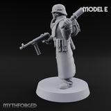 Gas-Masked Trenchcoated Skeleton Trooper E Miniature for Dungeons and Dragons, Pathfinder or other TTRPGs