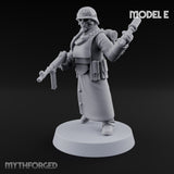 Gas-Masked Trenchcoated Skeleton Trooper E Miniature for Dungeons and Dragons, Pathfinder or other TTRPGs
