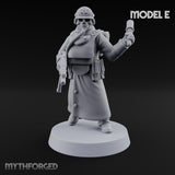 Gas-Masked Trenchcoated Skeleton Trooper E Miniature for Dungeons and Dragons, Pathfinder or other TTRPGs