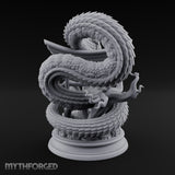 Serenade for a Sleeping Serpent Imperial Dragon Coiled Around Torii Gate with Female Flautist — Clear