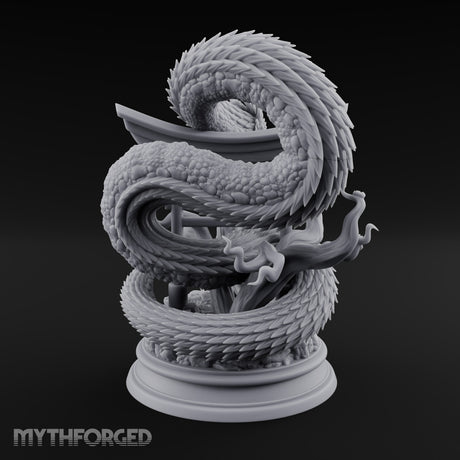 Serenade for a Sleeping Serpent Imperial Dragon Coiled Around Torii Gate with Female Flautist — Clear