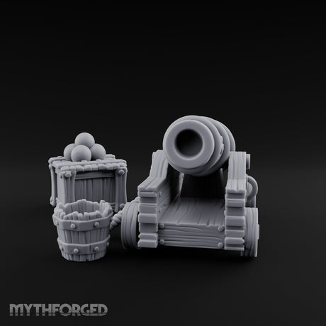 Ball-Stacked Rope-Trussed Ship Cannon and Ammunition Scene gallery 9