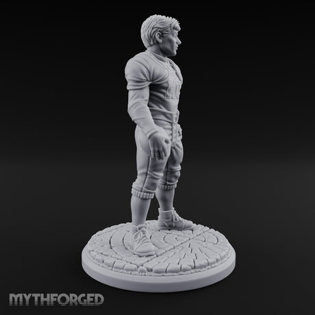 Ball Tucking Human Athlete Miniature for Dungeons and Dragons, Pathfinder or other TTRPGs