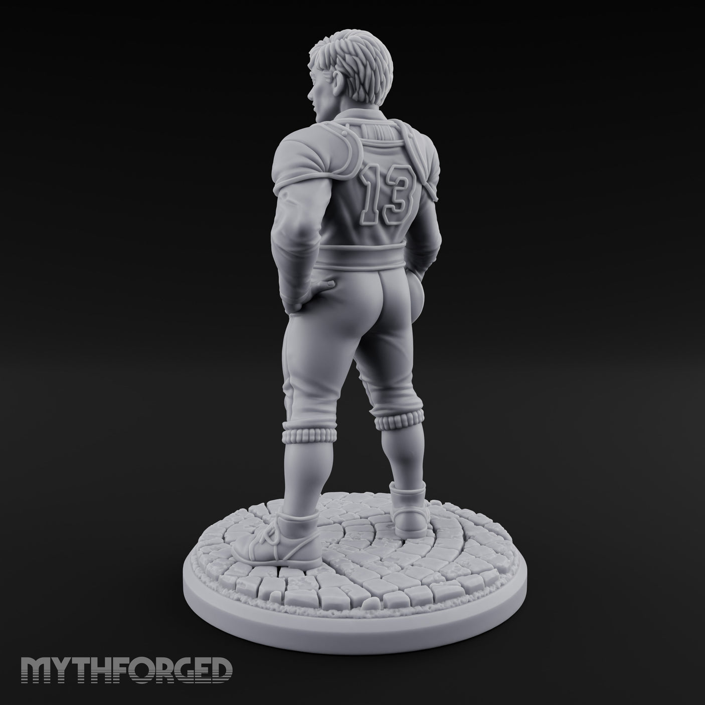 Ball Tucking Human Athlete Miniature for Dungeons and Dragons, Pathfinder or other TTRPGs