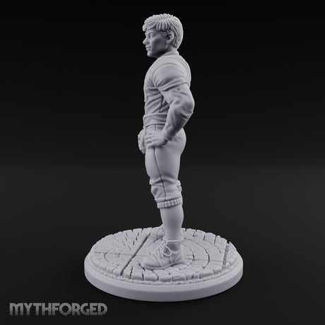 Ball Tucking Human Athlete Miniature for Dungeons and Dragons, Pathfinder or other TTRPGs