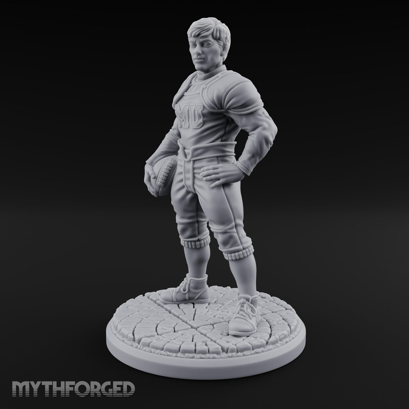 Ball Tucking Human Athlete Miniature for Dungeons and Dragons, Pathfinder or other TTRPGs