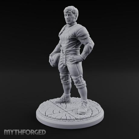 Ball Tucking Human Athlete Miniature for Dungeons and Dragons, Pathfinder or other TTRPGs