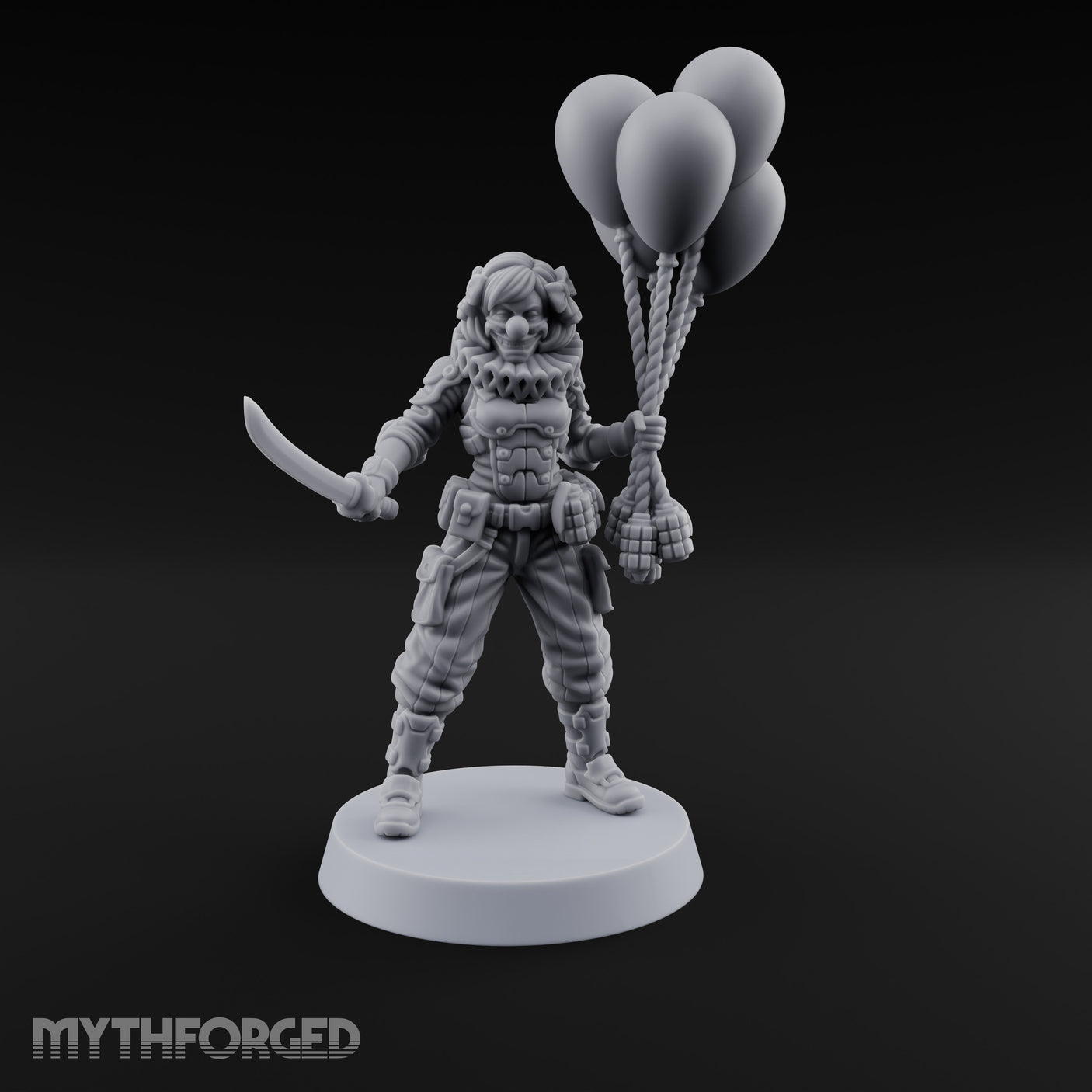 Balloon Clutching Clown Masked Villain Miniature for Dungeons and Dragons, Pathfinder or other TTRPGs