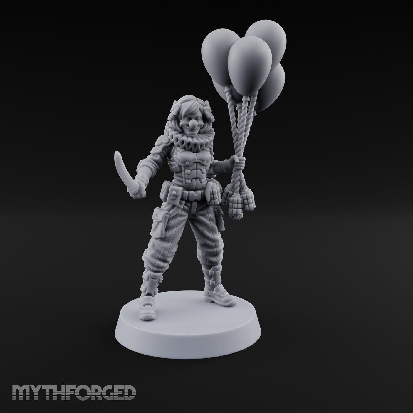 Balloon Clutching Clown Masked Villain Miniature for Dungeons and Dragons, Pathfinder or other TTRPGs
