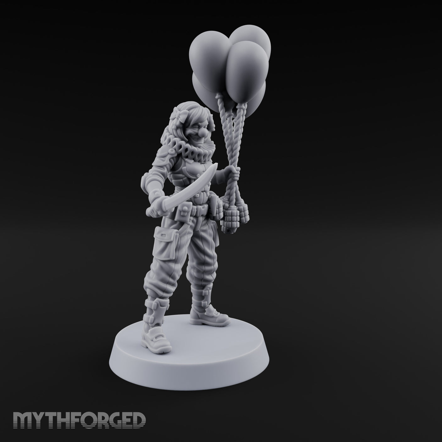 Balloon Clutching Clown Masked Villain Miniature for Dungeons and Dragons, Pathfinder or other TTRPGs
