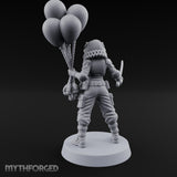 Balloon Clutching Clown Masked Villain Miniature for Dungeons and Dragons, Pathfinder or other TTRPGs