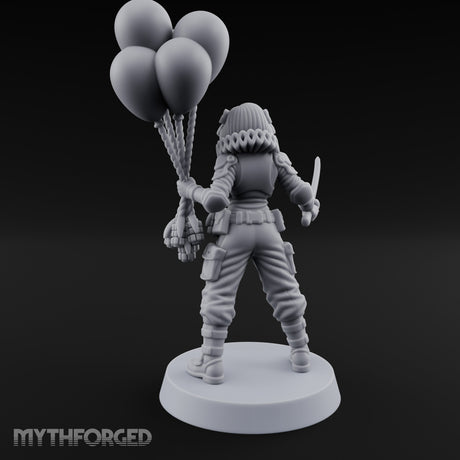 Balloon Clutching Clown Masked Villain Miniature for Dungeons and Dragons, Pathfinder or other TTRPGs