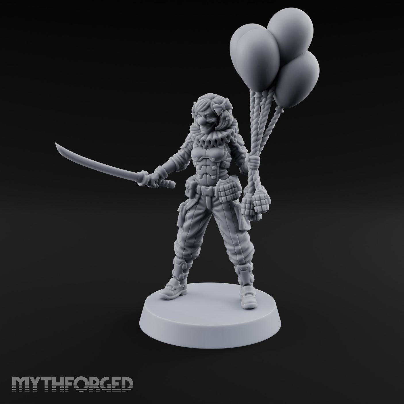 Balloon Clutching Clown Masked Villain Miniature for Dungeons and Dragons, Pathfinder or other TTRPGs