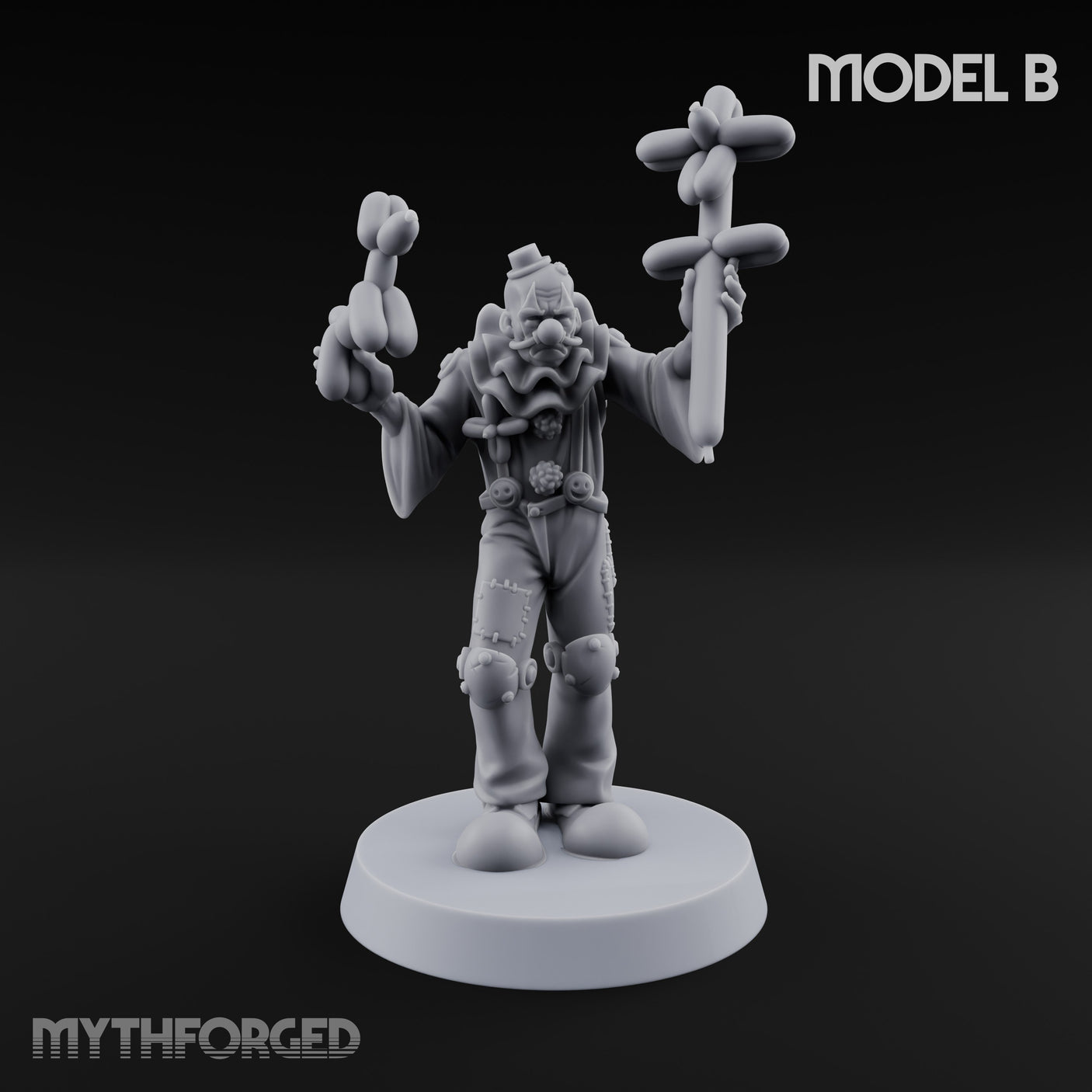 Balloon Twisting Clown Villain B Miniature for Dungeons and Dragons, Pathfinder or other TTRPGs