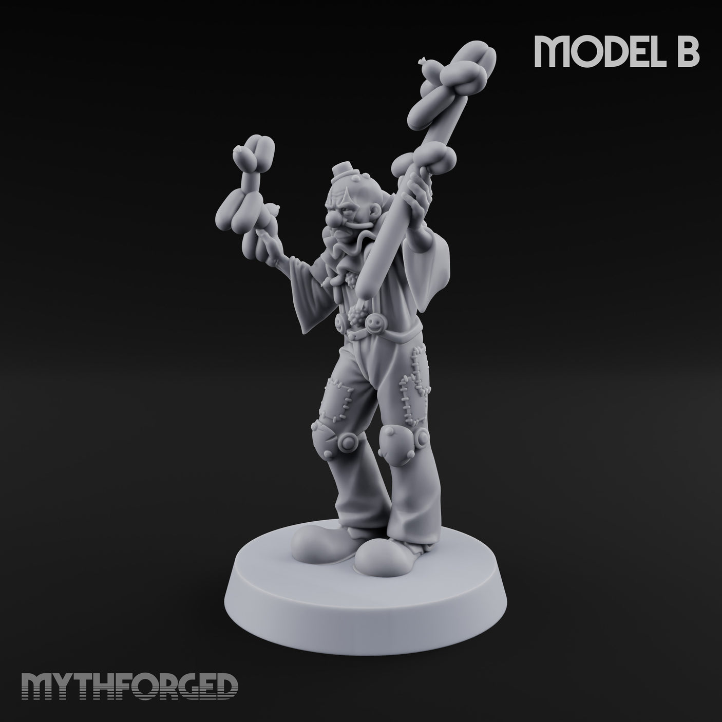 Balloon Twisting Clown Villain B Miniature for Dungeons and Dragons, Pathfinder or other TTRPGs