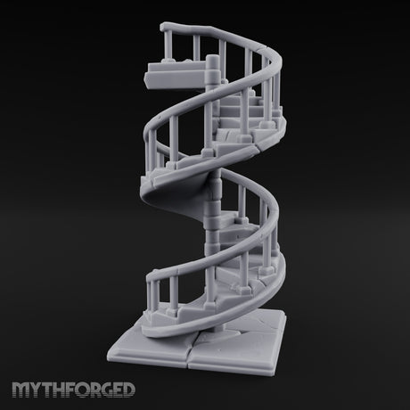 Baluster-Railed Center-Posted Spiral Staircase Miniature for Dungeons and Dragons, Pathfinder or other TTRPGs