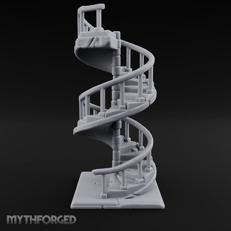Baluster-Railed Center-Posted Spiral Staircase Miniature for Dungeons and Dragons, Pathfinder or other TTRPGs